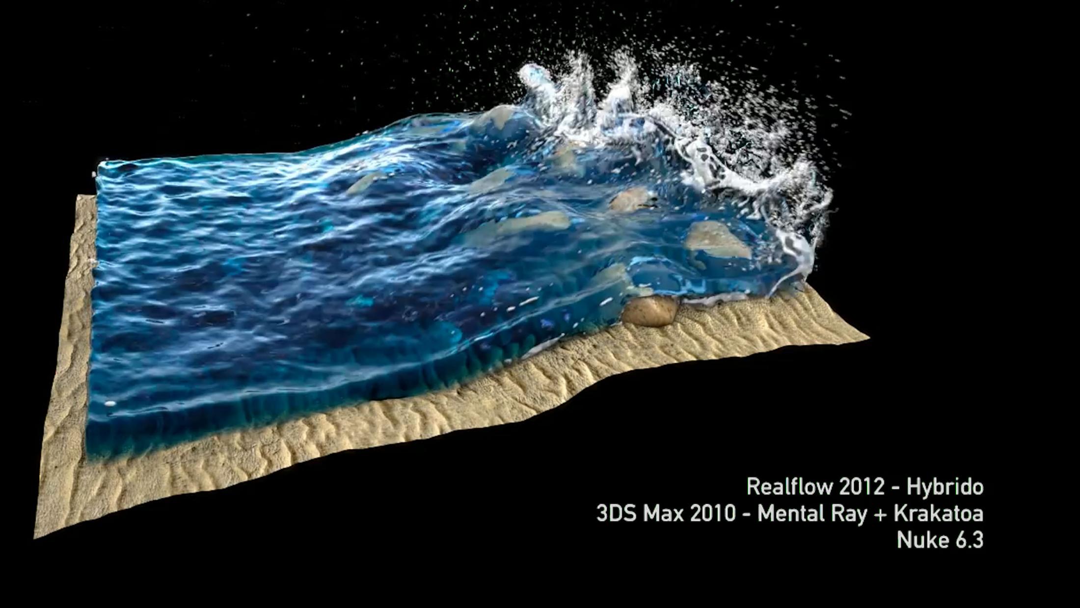 Graphical representation of a animated breaking wave 