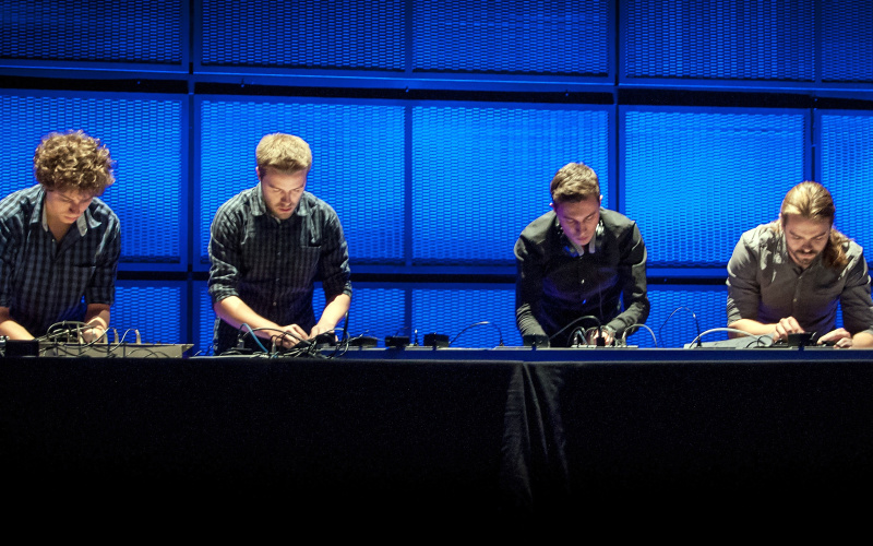 Five man at turntables