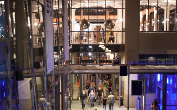 People standing in front of the ZKM entrance