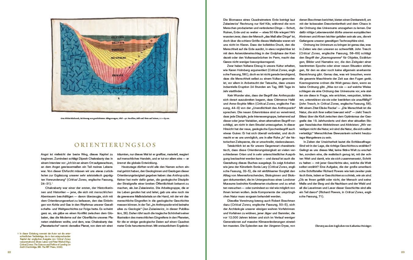 Page view of the publication »Critical Zones«, text on page 46 and 47