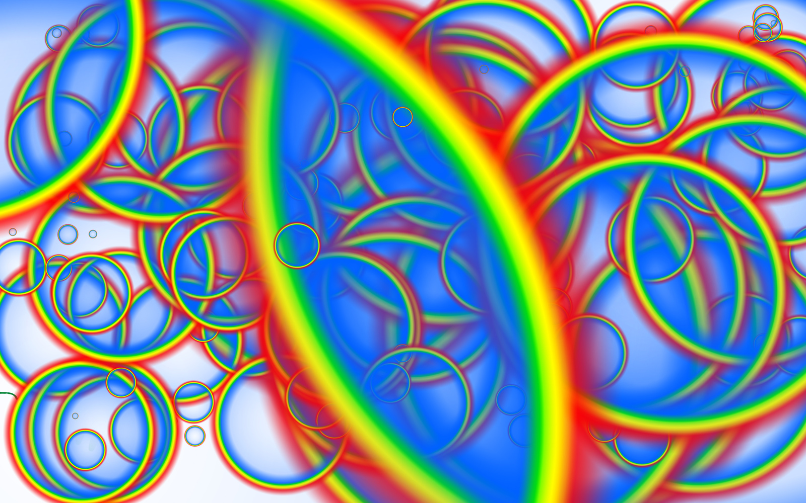 Ein abstraktes Photoshop-Gemälde aus regenbogenfarbenen Ringen.