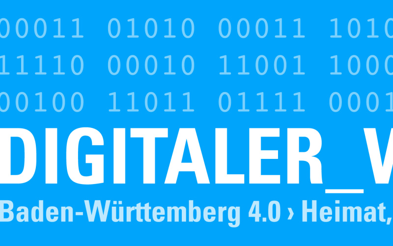 Weiße Schrift auf blauem Hintergrund: DIGITALER WANDEL