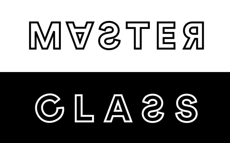 The word Masterclass is written on a black and white background